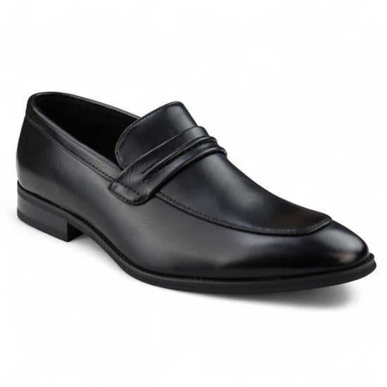 Svarta slip-on loafers med läderfoder för män - Image 3