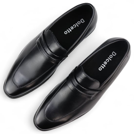 Svarta slip-on loafers med läderfoder för män - Image 4