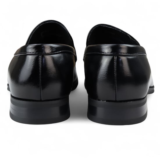 Svarta slip-on loafers med läderfoder för män - Image 5