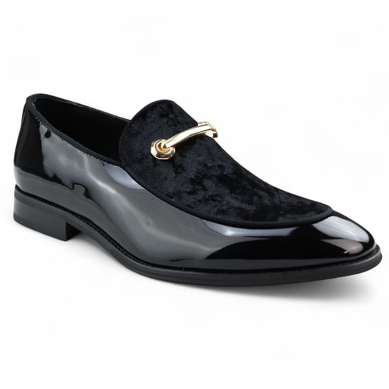 Eleganta svarta loafers med läderfoder och sammetsslip-on för män - Image 3
