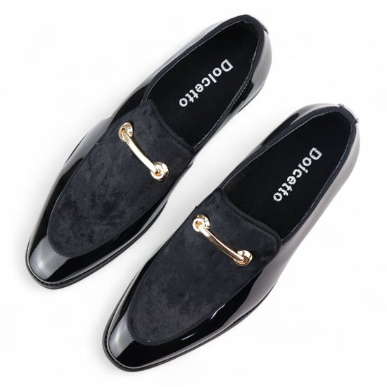 Eleganta svarta loafers med läderfoder och sammetsslip-on för män - Image 4