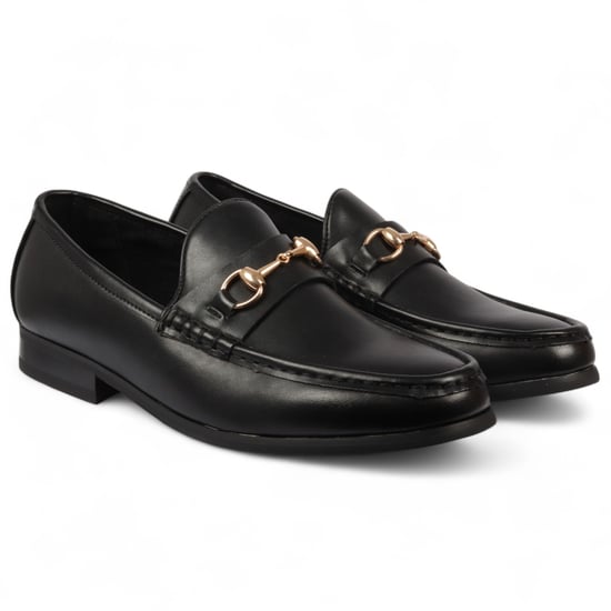 Svarta herrloafers med guldspänne och eleganta slip-on-skor - Image 2