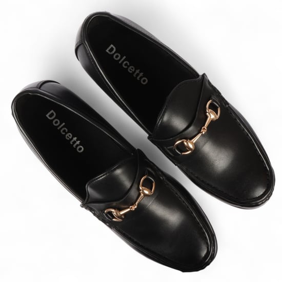 Svarta herrloafers med guldspänne och eleganta slip-on-skor - Image 4