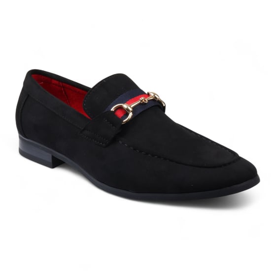 Svarta mockaloafers med guldspänne för män, slip-on och finskor - Image 3