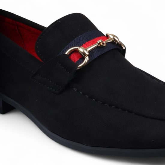 Svarta mockaloafers med guldspänne för män, slip-on och finskor - Image 4