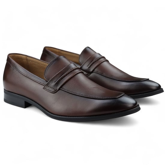 Bruna slip-on loafers med läderfoder för män - Image 2