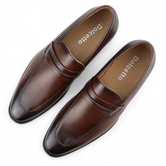 Bruna slip-on loafers med läderfoder för män - Image 3