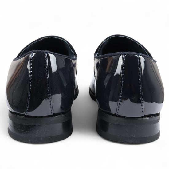 Marinblå loafers med tofsar för män, formella lackskor - Image 4