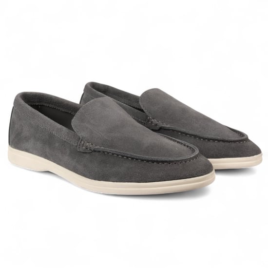 Slitstarka grå slip-on loafers med vadderad innersula för män - Image 2