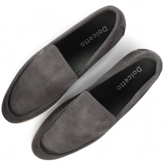 Slitstarka grå slip-on loafers med vadderad innersula för män - Image 3