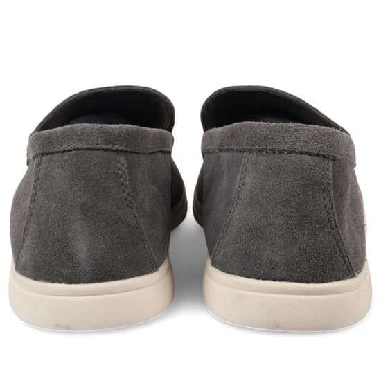 Slitstarka grå slip-on loafers med vadderad innersula för män - Image 4