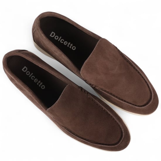 Slitstarka bruna slip-on loafers med vadderad innersula för män - Image 3