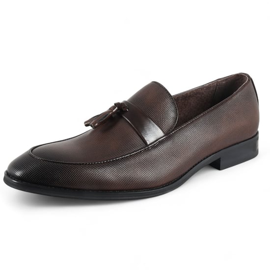 Bruna klassiska loafers med tofs för män, formella skor - Image 2