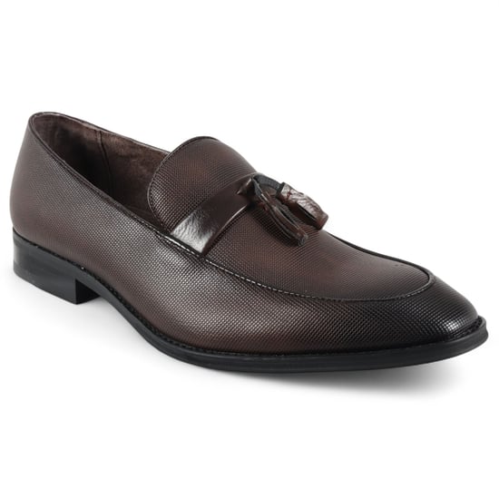 Bruna klassiska loafers med tofs för män, formella skor - Image 4