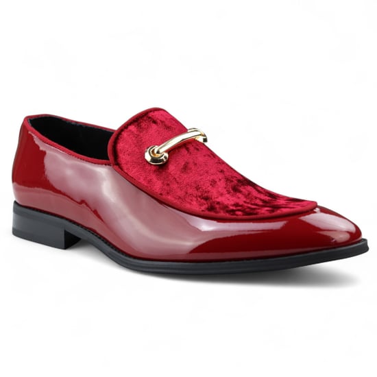 Eleganta röda loafers med läderfoder och sammetsslip-on för män - Image 3