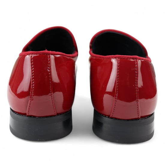 Eleganta röda loafers med läderfoder och sammetsslip-on för män - Image 5