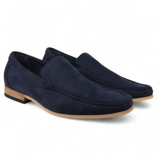 Men's Navy Suede Loafers Lightweight Slip-On Casual Shoes - Image 2