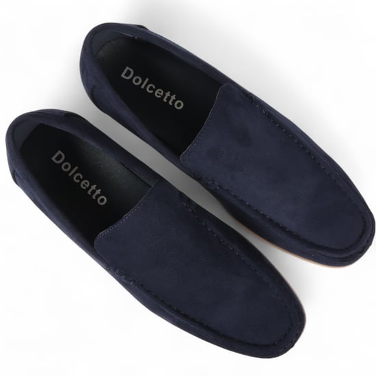 Men's Navy Suede Loafers Lightweight Slip-On Casual Shoes - Image 3