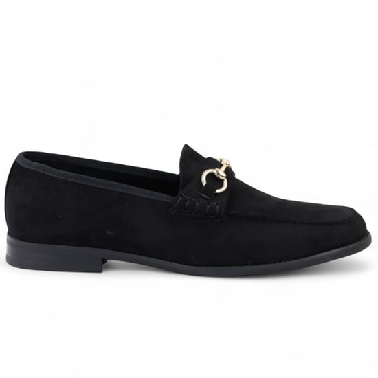 Svarta herrloafers i mocka med foder och läder - Image 1