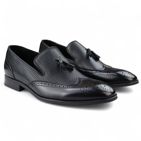 Svarta herrloafers med tofs och eleganta slip-on-skor - Image 2