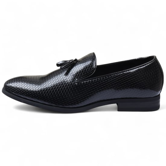 Men’s Black Formal Tassel Loafers Slip-On Leather Shoes - Image 1
