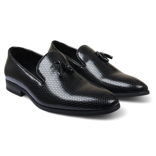Men’s Black Formal Tassel Loafers Slip-On Leather Shoes - Image 2