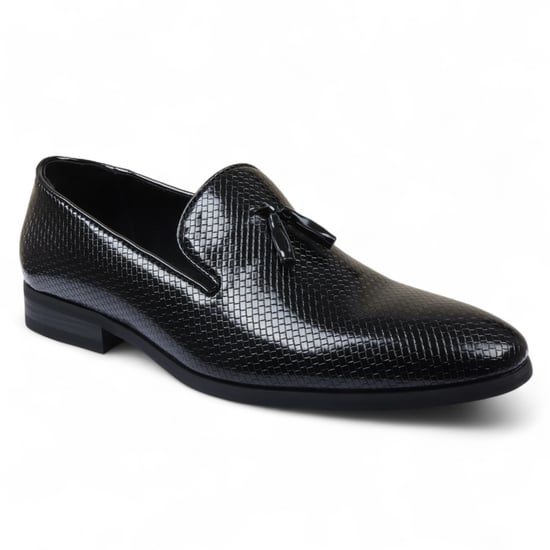 Men’s Black Formal Tassel Loafers Slip-On Leather Shoes - Image 3