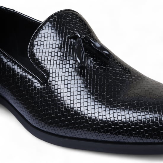 Men’s Black Formal Tassel Loafers Slip-On Leather Shoes - Image 4