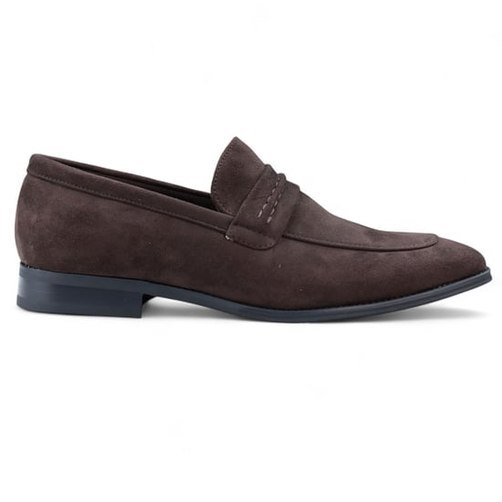 Bruine suède mocassin loafers voor heren, slimme instappers - Image 1