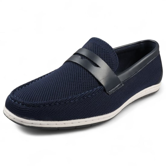 Marinblå, andningsbara loafers för män, lätta och slip-on - Image 3