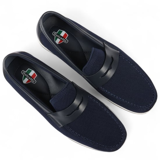 Marinblå, andningsbara loafers för män, lätta och slip-on - Image 5
