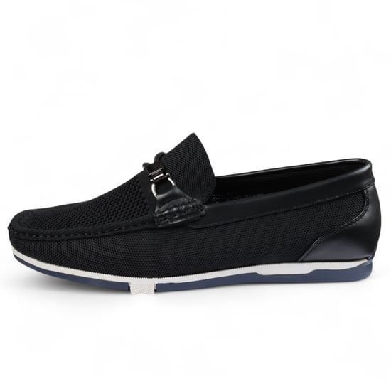 Men's Black Lightweight Mesh Slip-On Breathable Loafers - Image 1