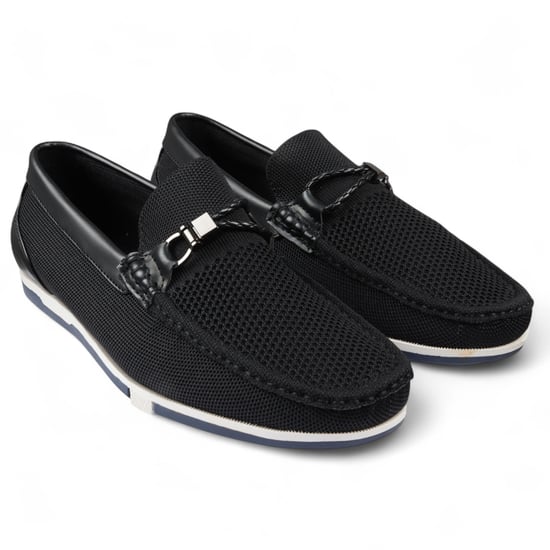 Men's Black Lightweight Mesh Slip-On Breathable Loafers - Image 2