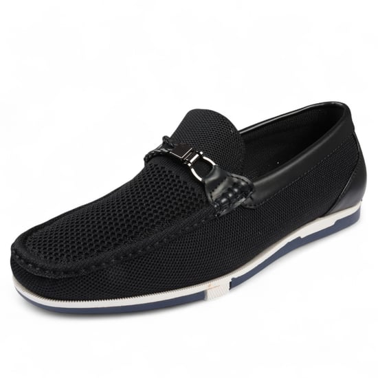 Men's Black Lightweight Mesh Slip-On Breathable Loafers - Image 3