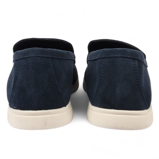 Slitstarka marinblå slip-on loafers med vadderad innersula för män - Image 4