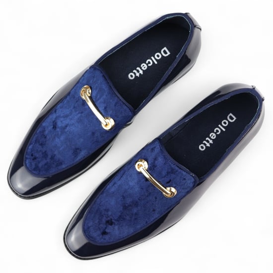 Eleganta blå loafers med läderfoder och sammetsslip-on för män - Image 4