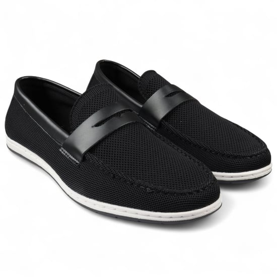 Svarta, andningsbara loafers för män, lätta och slip-on - Image 2