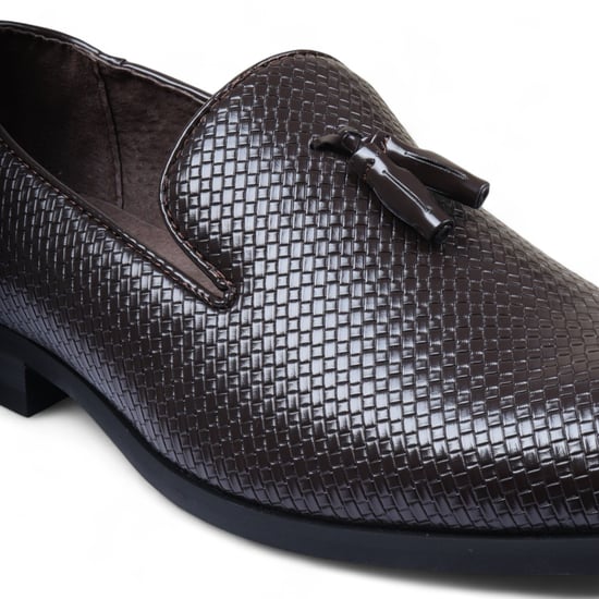 Men’s Brown Formal Tassel Loafers Slip-On Leather Shoes - Image 4