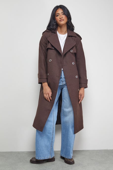 Wool Mix Belted Trench Coat - Image 1