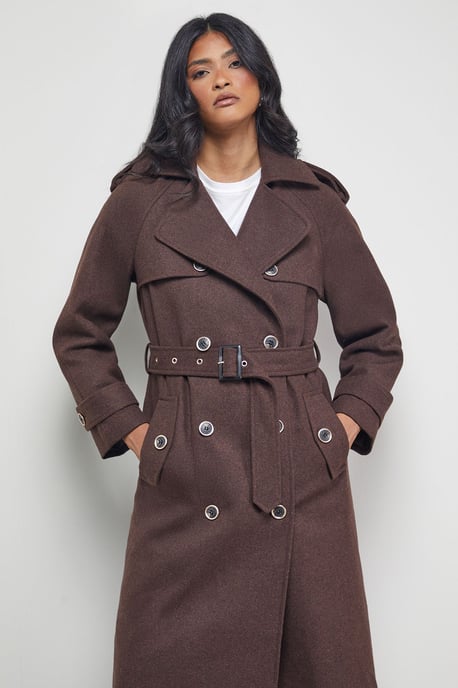 Wool Mix Belted Trench Coat - Image 2