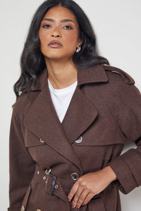 Wool Mix Belted Trench Coat - Image 4