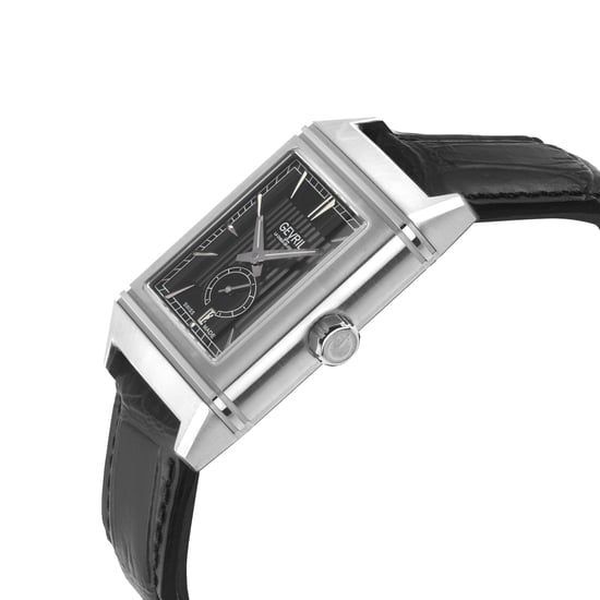 Gevril Men's Time Square 316L Stainless Steel Case, Black Dial, Black Handmade Italian Leather Strap. - Image 3