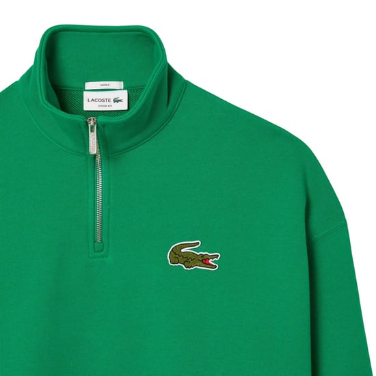 Lacoste Uniseks Zip Neck Sweatshirt met accenten voor volwassenen Loose Fit (Groen) - Image 3