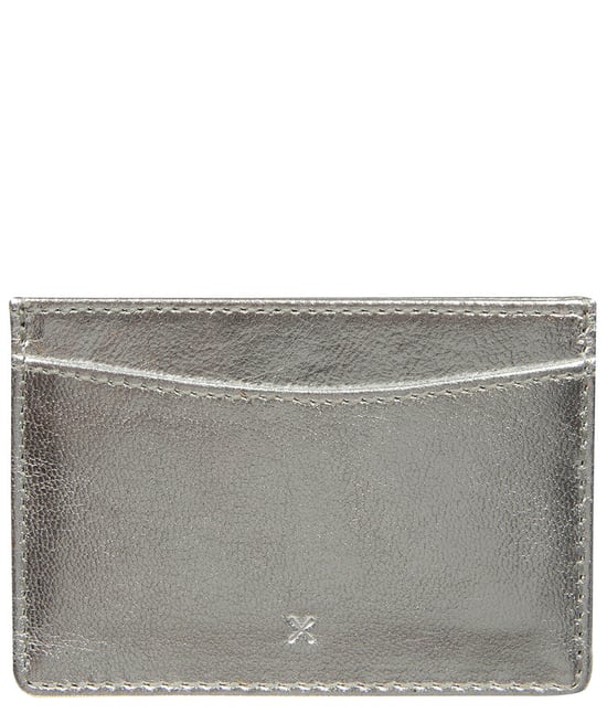 'Annalisa' Metallic Silver Leather Card Holder - Image 1