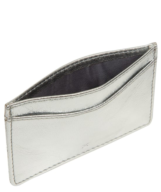 'Annalisa' Metallic Silver Leather Card Holder - Image 2