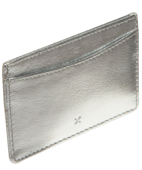 'Annalisa' Metallic Silver Leather Card Holder - Image 3