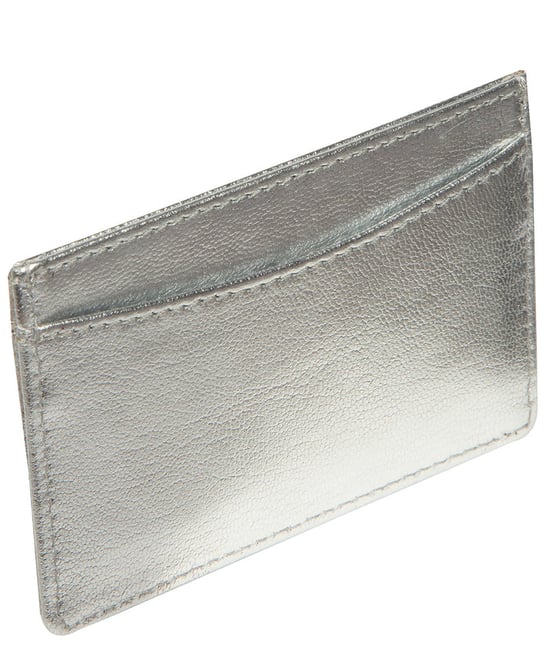 'Annalisa' Metallic Silver Leather Card Holder - Image 4