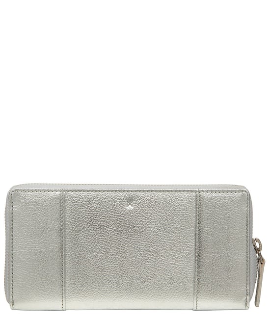 'Cecilia' Metallic Silver Leather Purse - Image 1