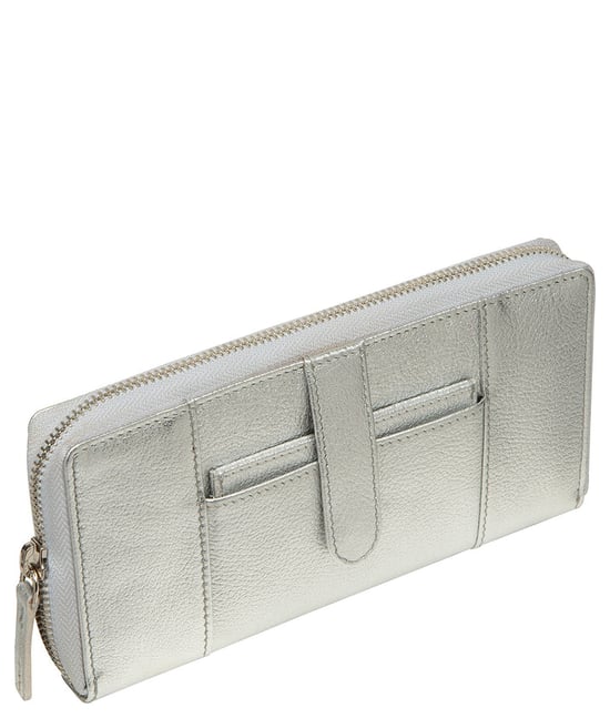 'Cecilia' Metallic Silver Leather Purse - Image 3