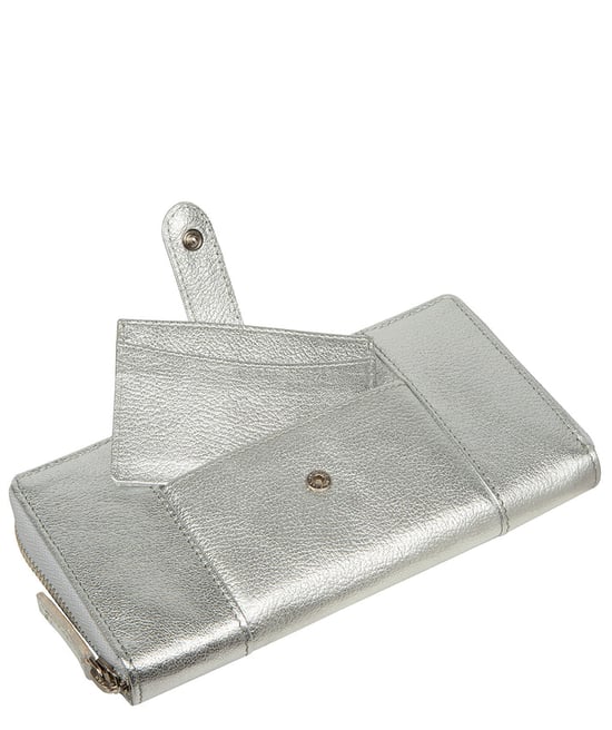 'Cecilia' Metallic Silver Leather Purse - Image 4